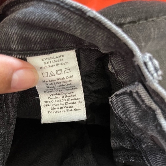 Everlane High Rise Ankle Stretch Slim Straight Jeans Washed Out Black Size 26 - Picture 4 of 8